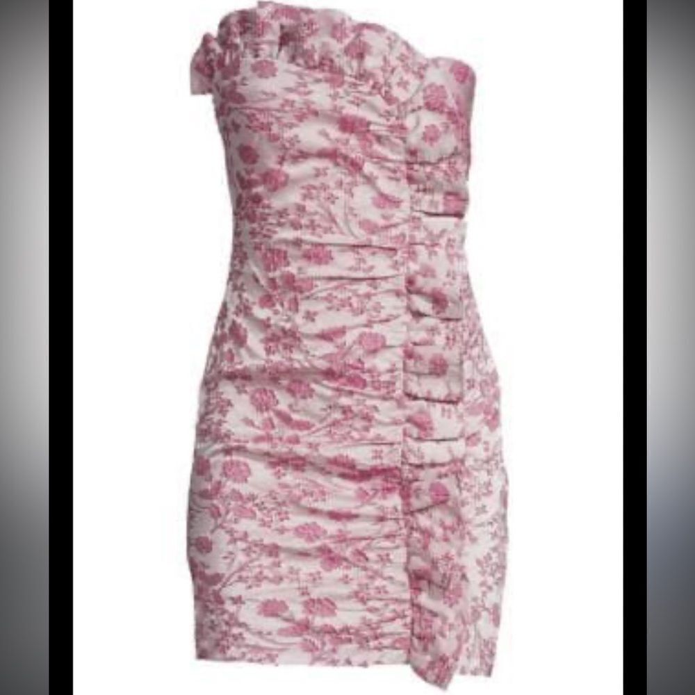 Likely Lora Pink Floral Ruffle Strapless Mini‎ Dress Size 8 Medium